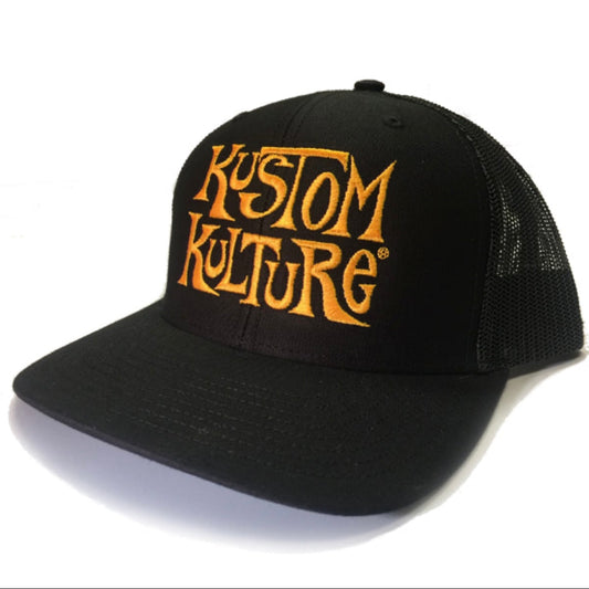 Kustom Kulture Black and Gold Trucker Hat